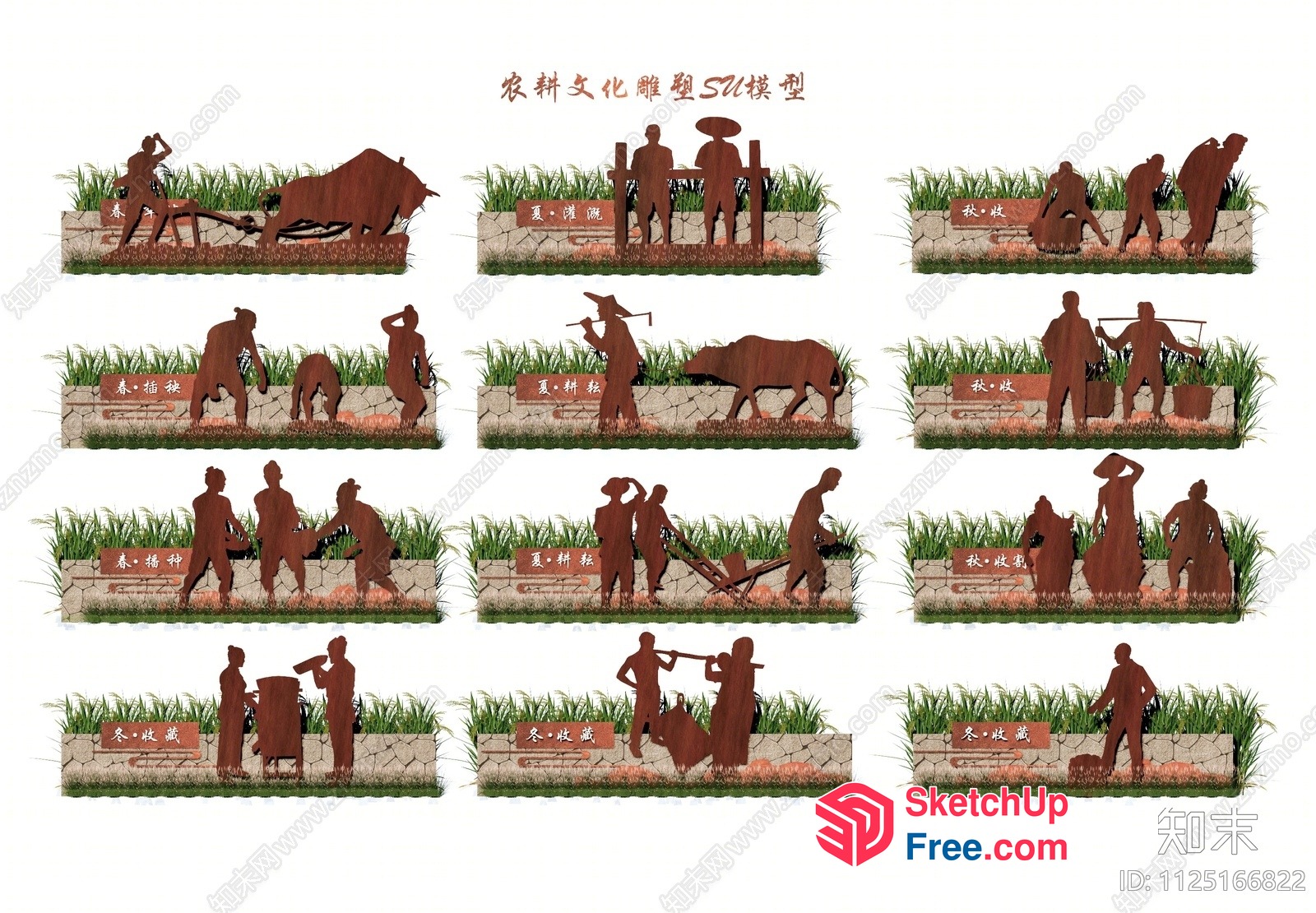 Asian-Inspired Farming Scene 3D SketchUp File