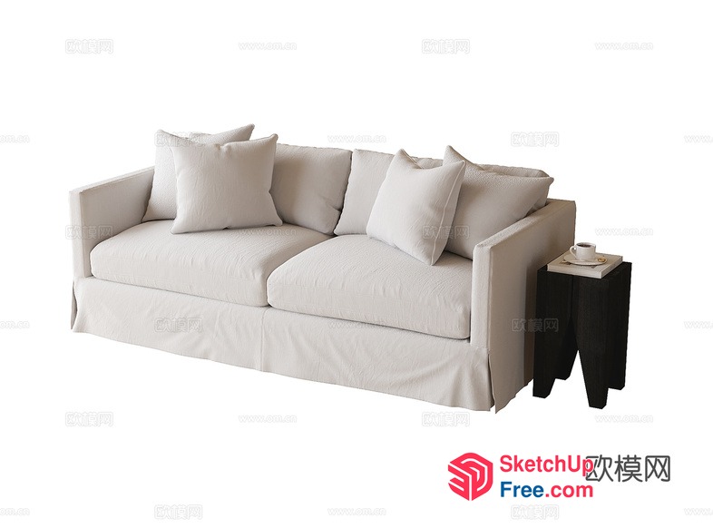 Minimalist Style Sofa With Pillows And Small Table 3D SketchUp File