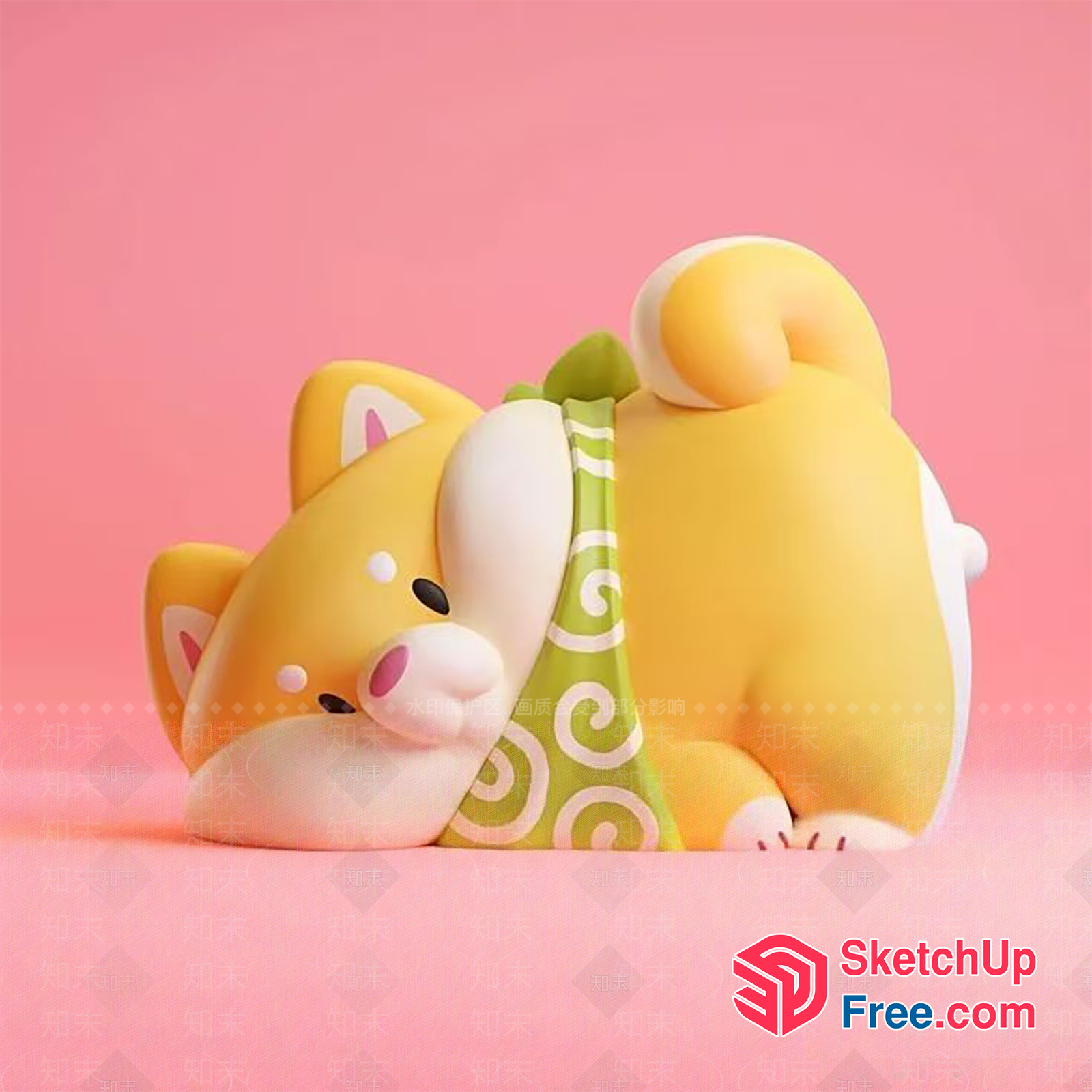 Adorable Shiba Inu Toy 3D SketchUp File