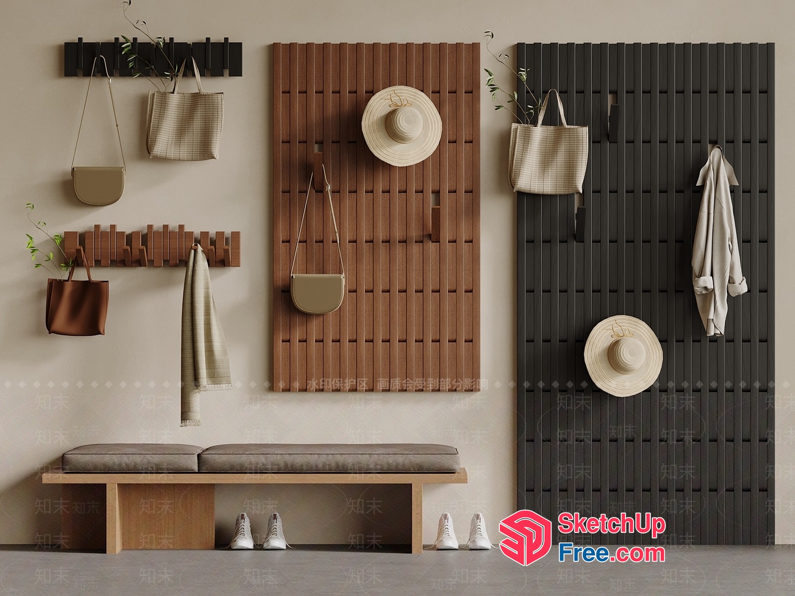Modern Minimalist Wall Decor With Natural And Industrial Elements 3D SketchUp File