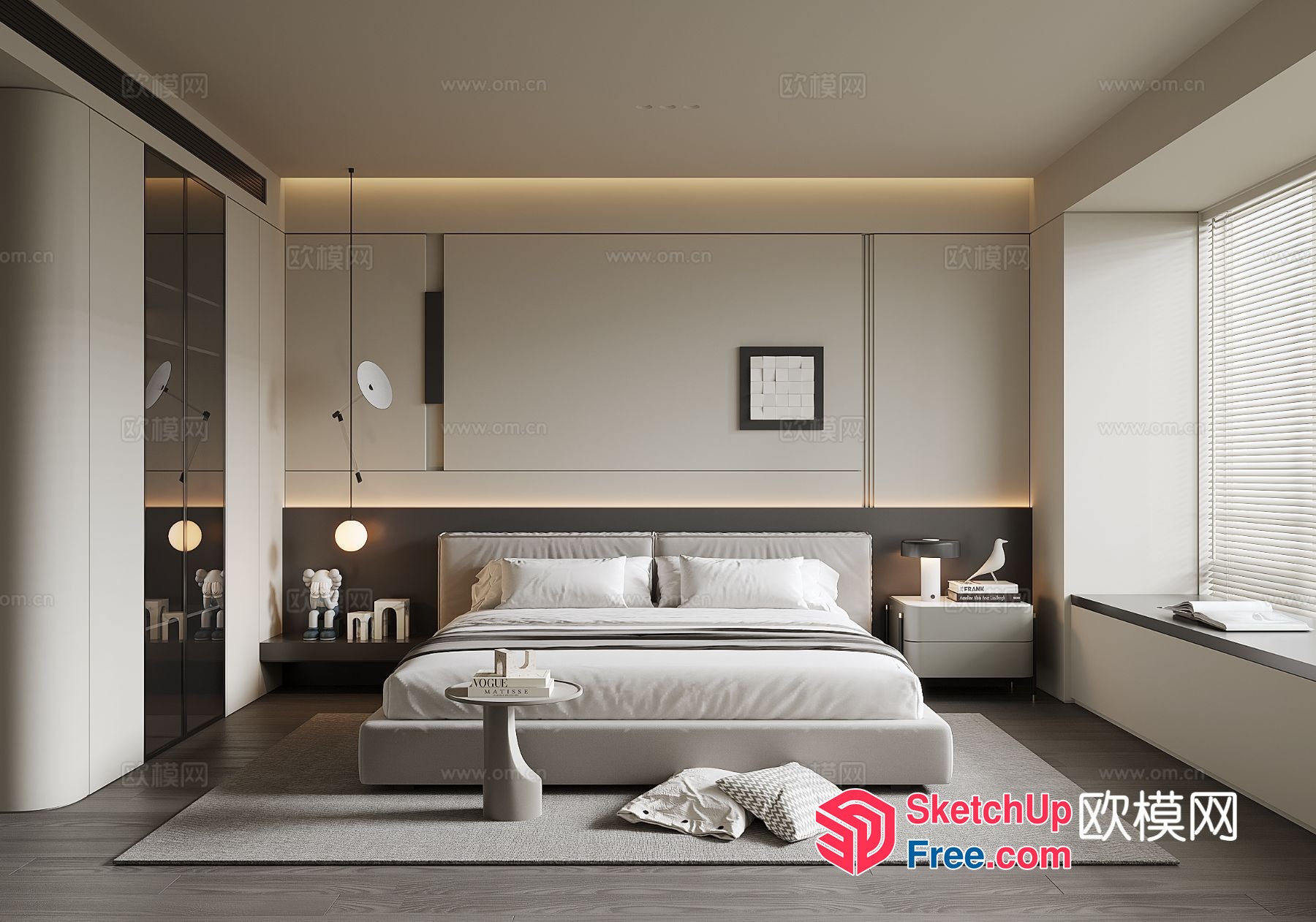 Modern Minimalist Bedroom Interior 3D SketchUp File