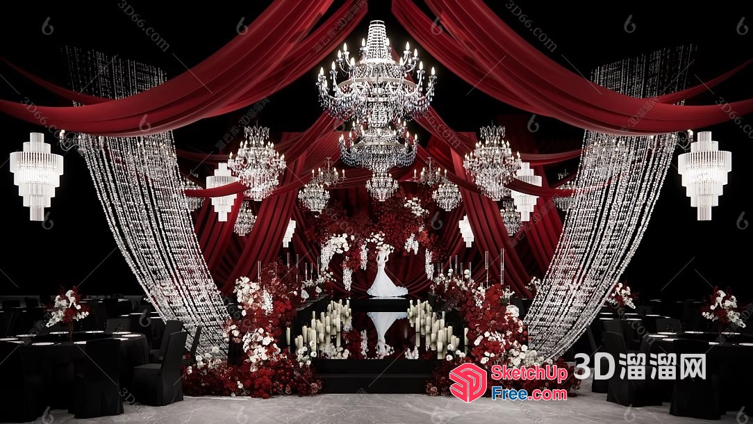Red And White Wedding Decor 3D SketchUp File