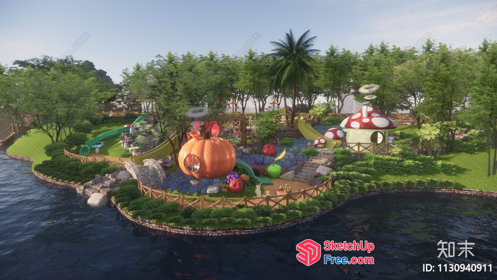 Vibrant Mushroom-Themed Park 3D SketchUp File