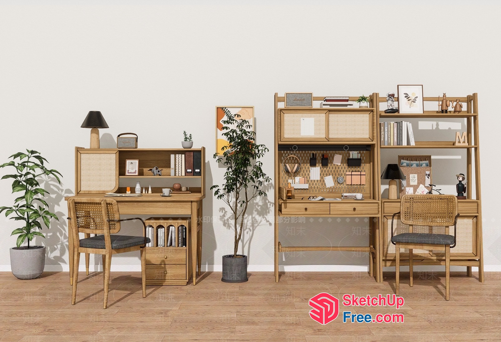 Modern Minimalist Office Furniture Set 3D SketchUp File