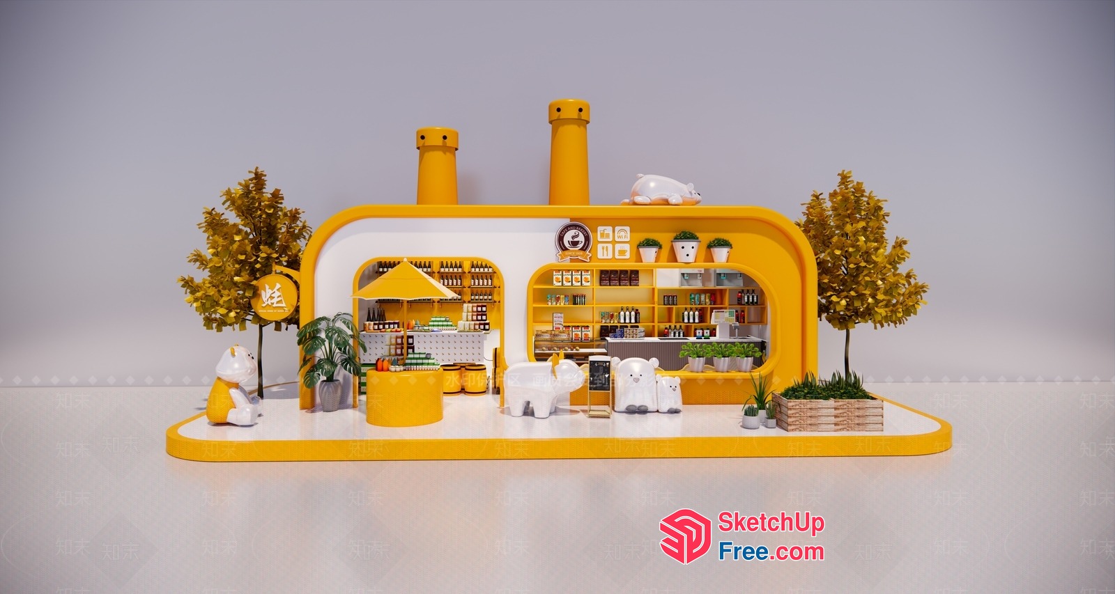 Vibrant Yellow And White Modern Food Truck 3D SketchUp File