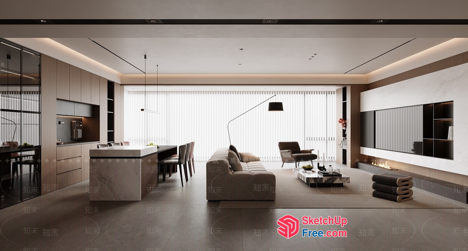 Modern Minimalist Living Room With Sleek Furniture 3D SketchUp File