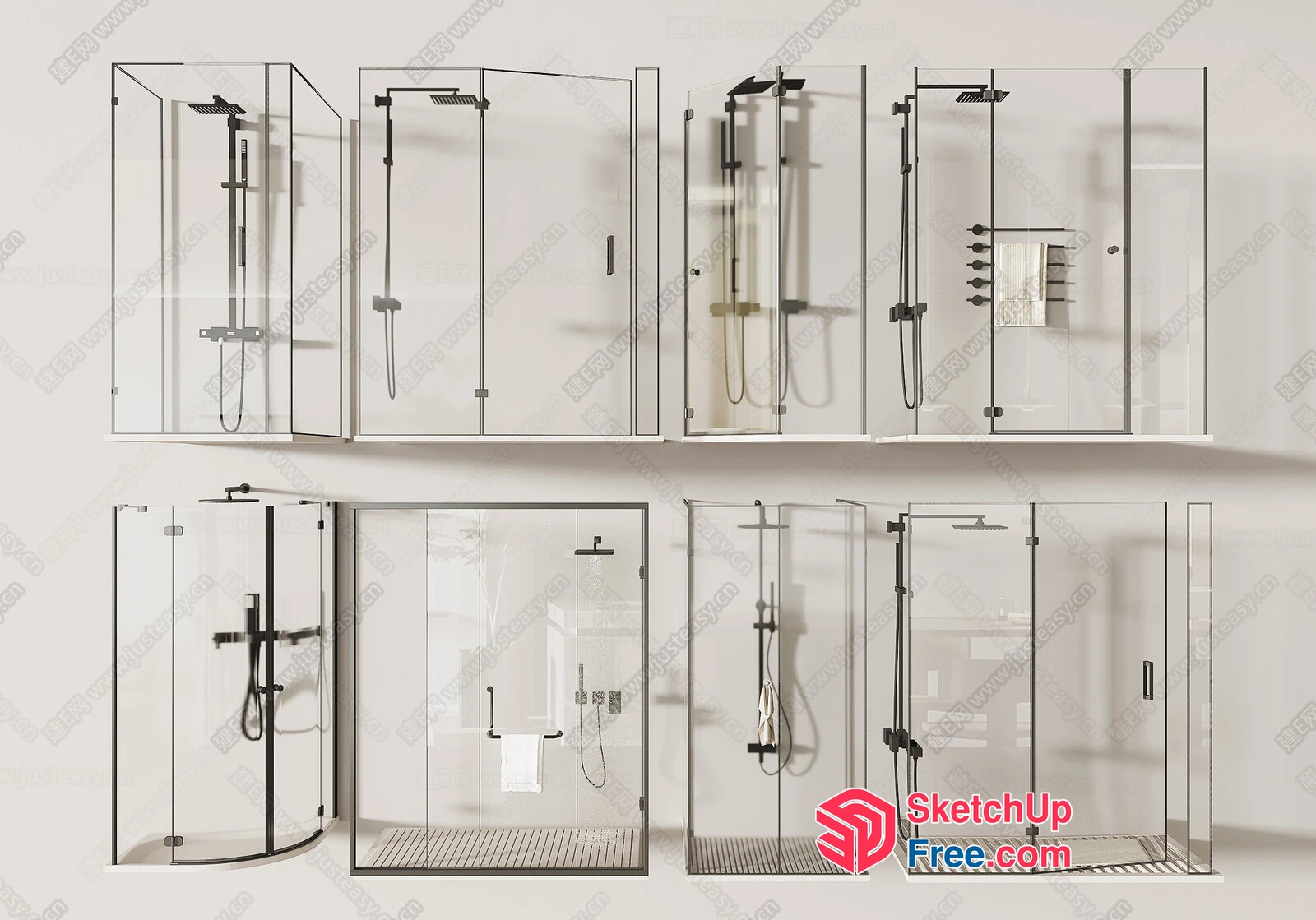 Modern Glass Shower Enclosures And Accessories 3D SketchUp File