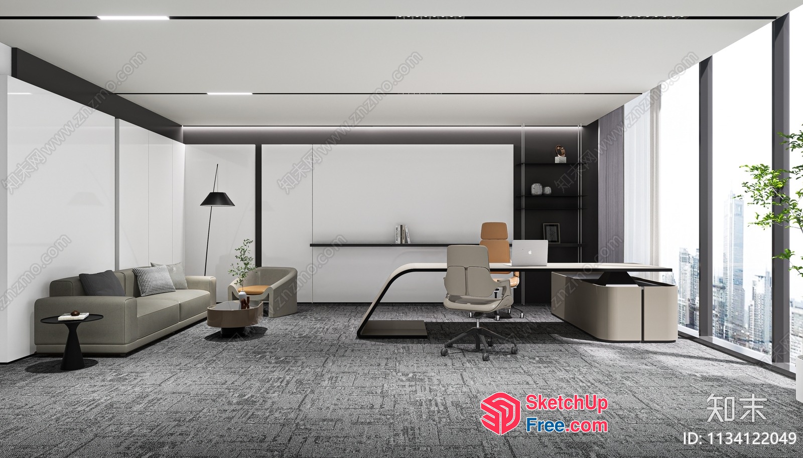 Modern Office Space With Contemporary Furniture And Decor 3D SketchUp File