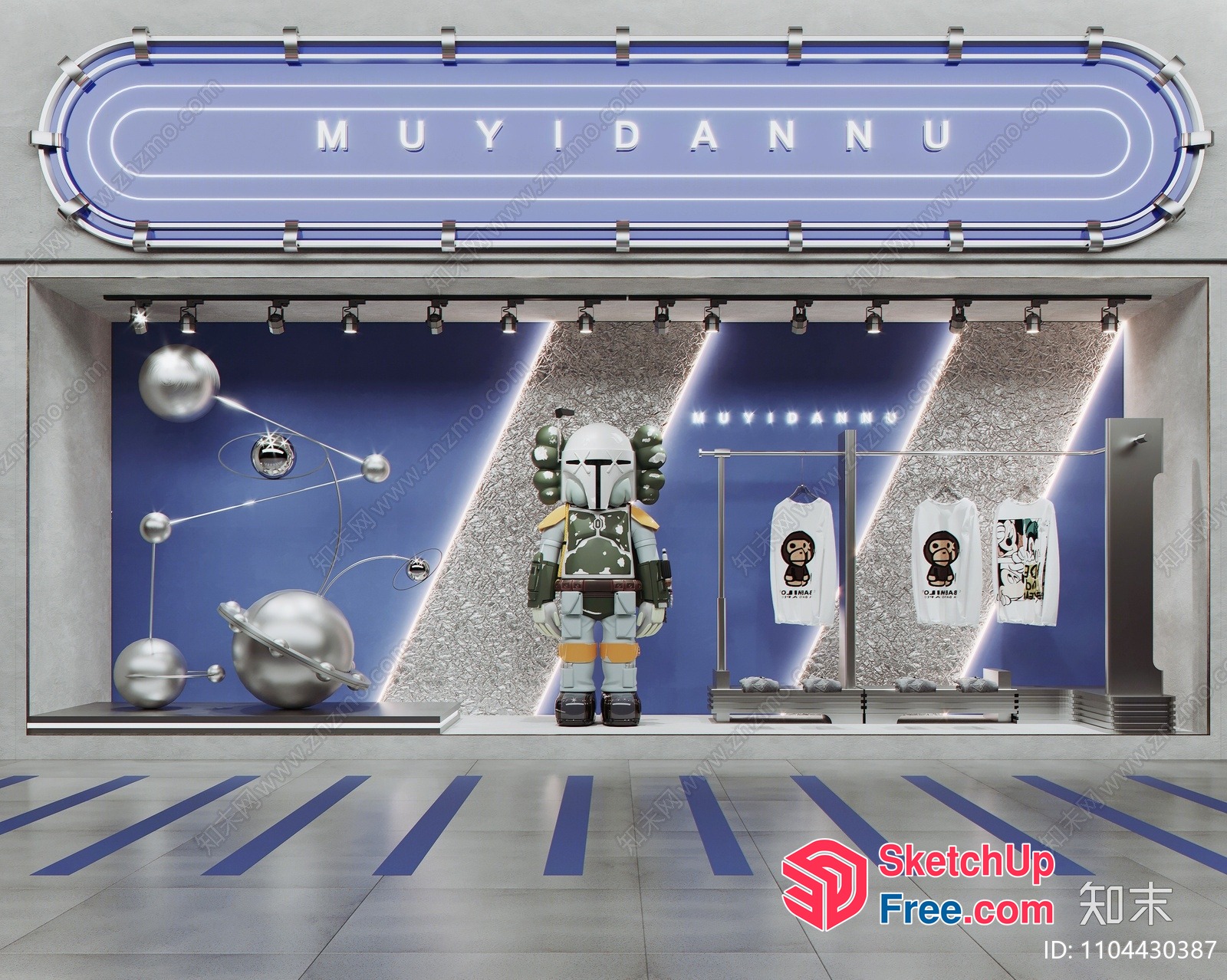 Futuristic Retail Space With Boba Fett Statue 3D SketchUp File