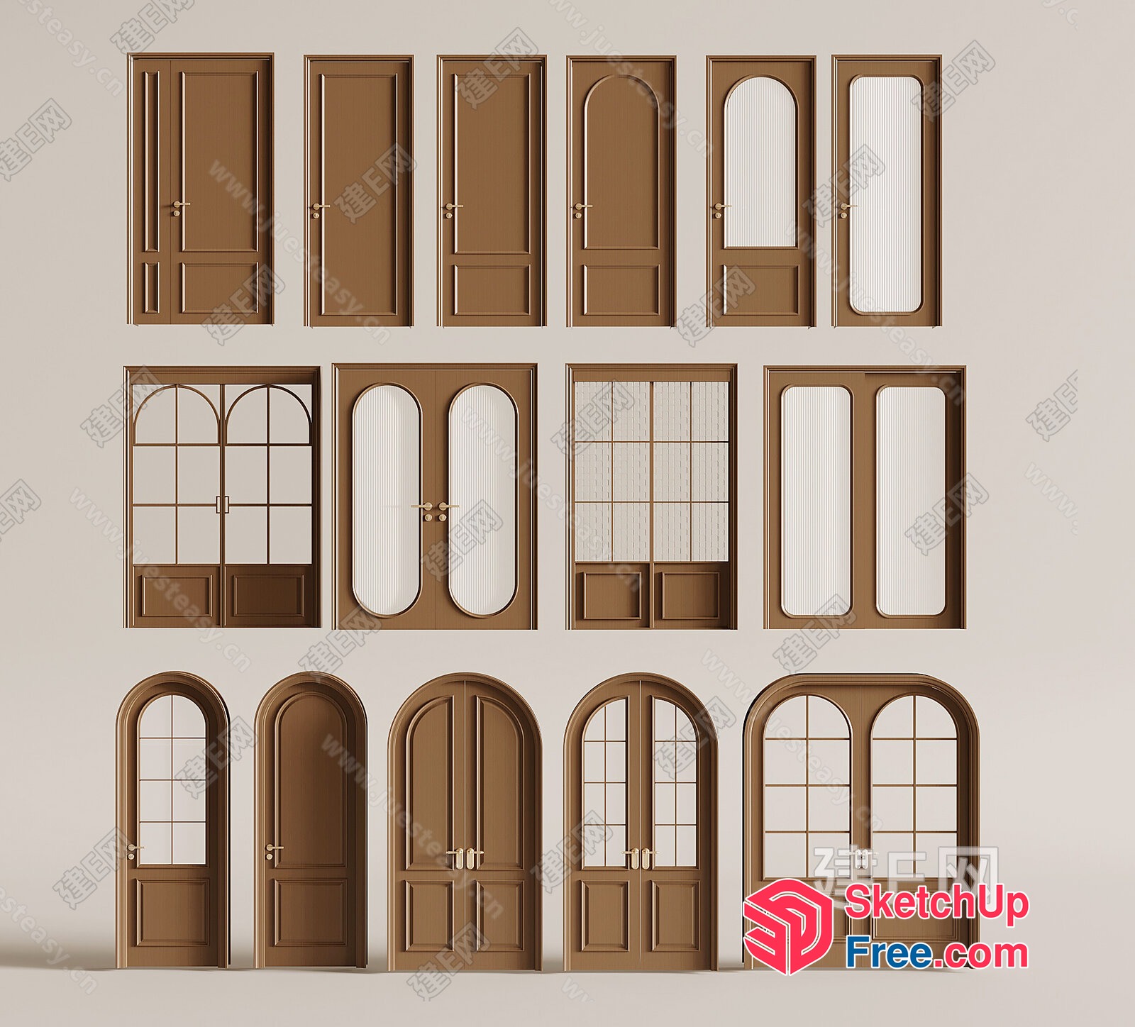 Elegant Brown Door And Window Collection 3D SketchUp File