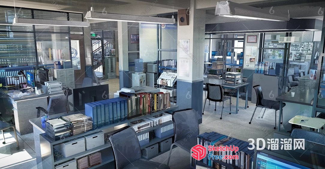 Modern Office Interior With Natural Light And Minimalist Decor 3D SketchUp File