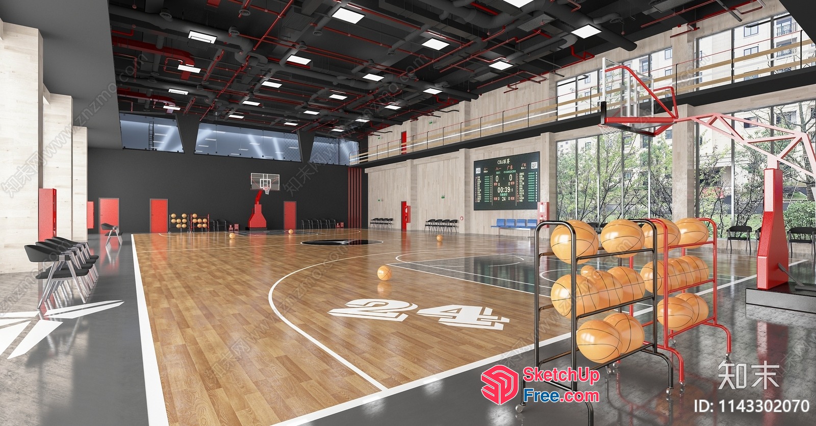 Modern Gym With Basketball Court And Spacious Interior 3D SketchUp File