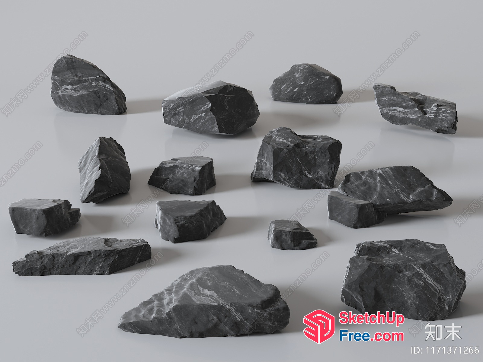 A Collection Of Rocks In Various Shapes And Sizes 3D SketchUp File