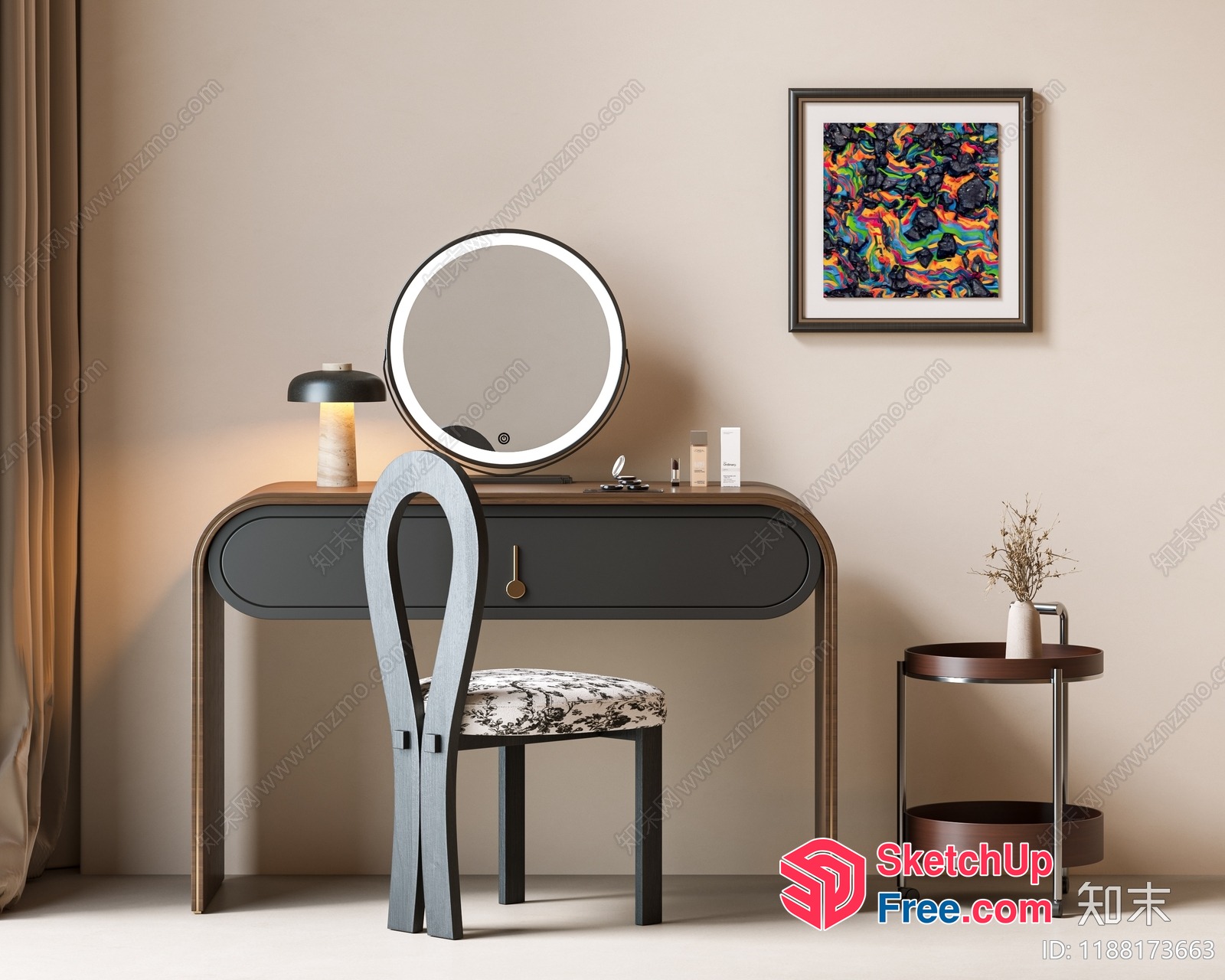 Modern Minimalist Home Office Vanity Dressing Table 3D SketchUp File