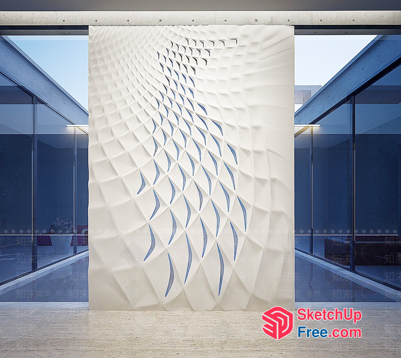Intricate Textured Wall Panel 3D SketchUp File