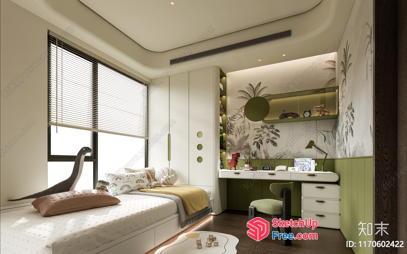 Modern Minimalist Bedroom With Sleek Furniture And Tropical Accents 3D SketchUp File