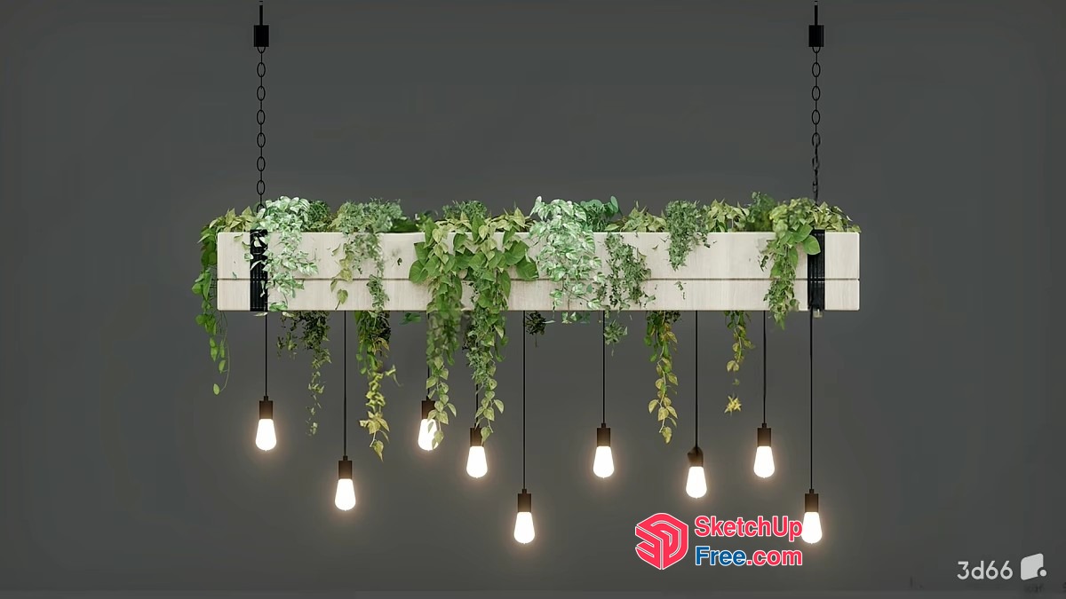 Hanging Plant Shelf With Light Bulbs 3D SketchUp File