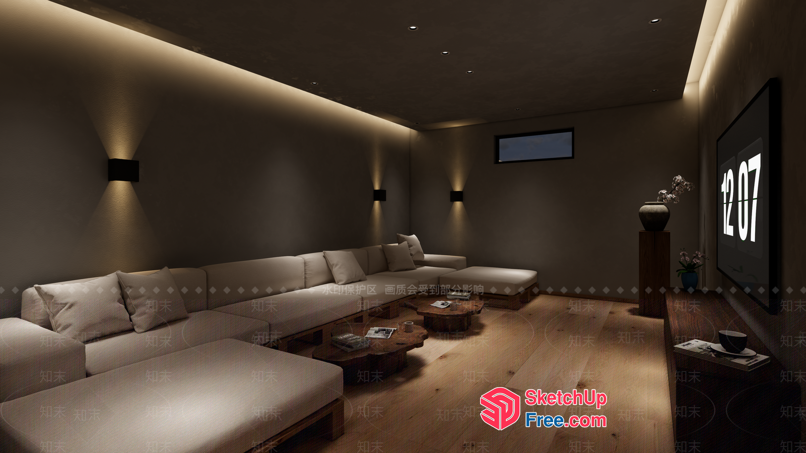 Modern Living Room With Neutral Tones And Natural Wood Accents 3D SketchUp File