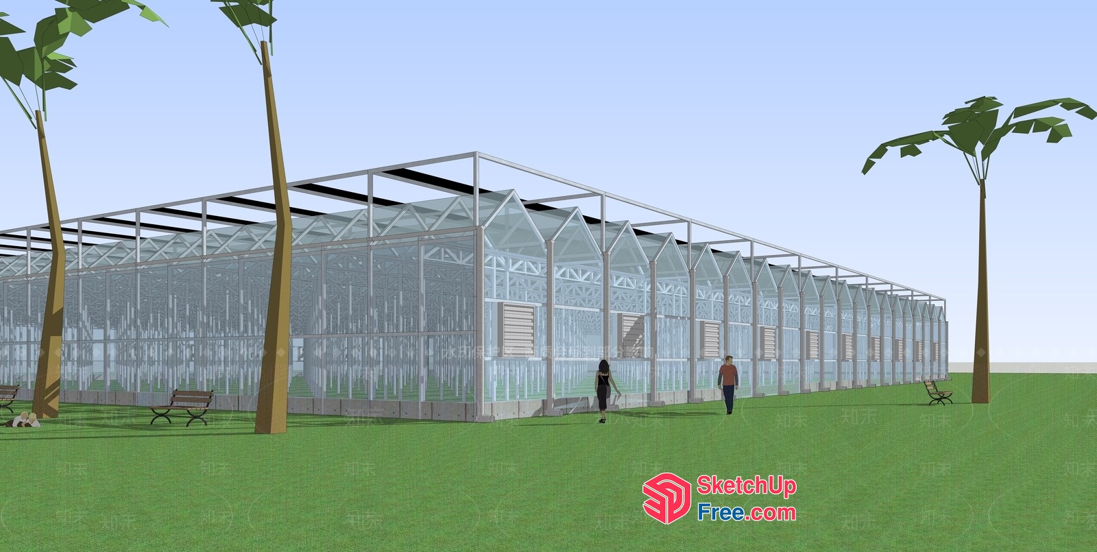Greenhouse Exterior With Glass Walls And Roof 3D SketchUp File