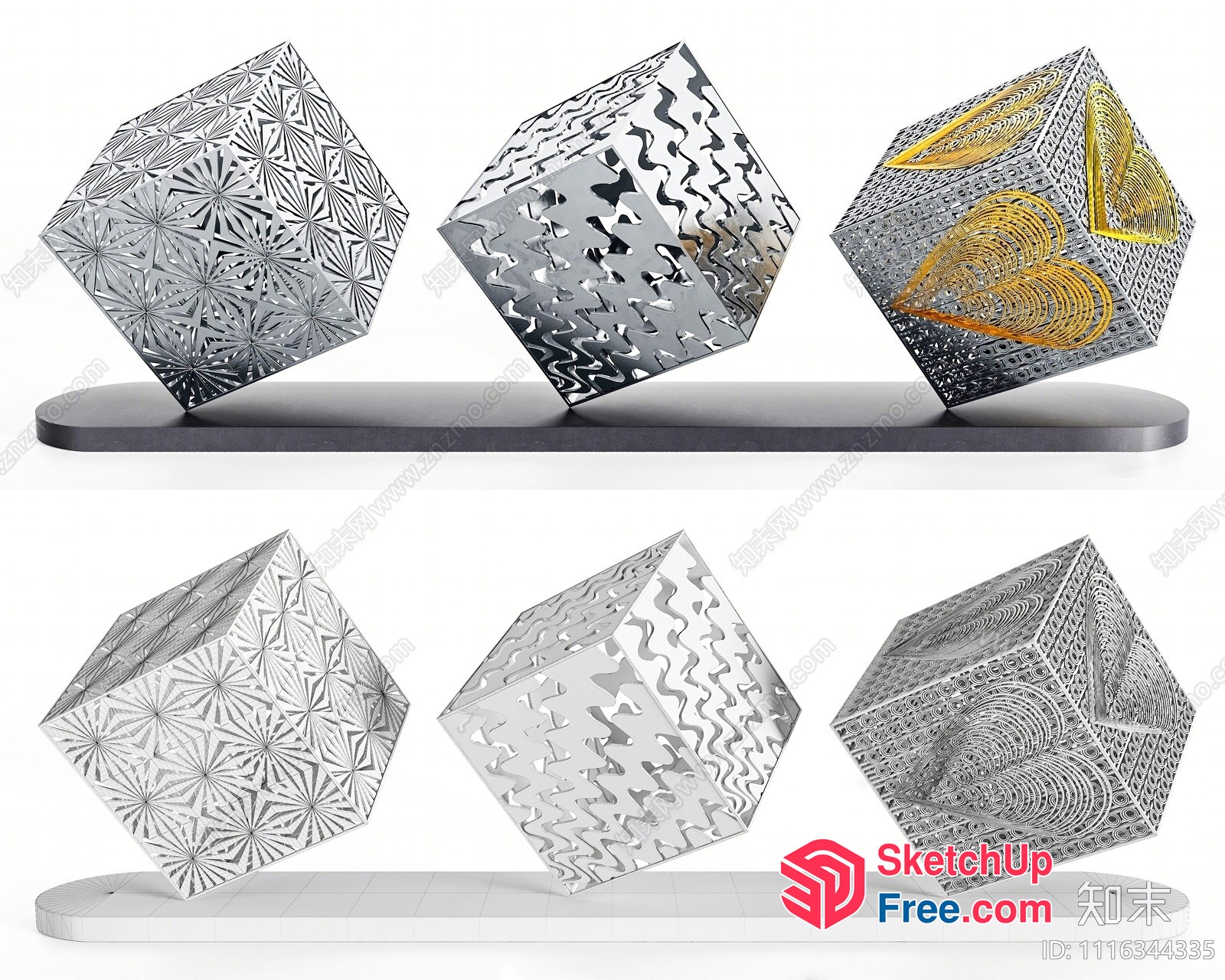 Intricate Geometric Shapes Decorative Cubes 3D SketchUp File