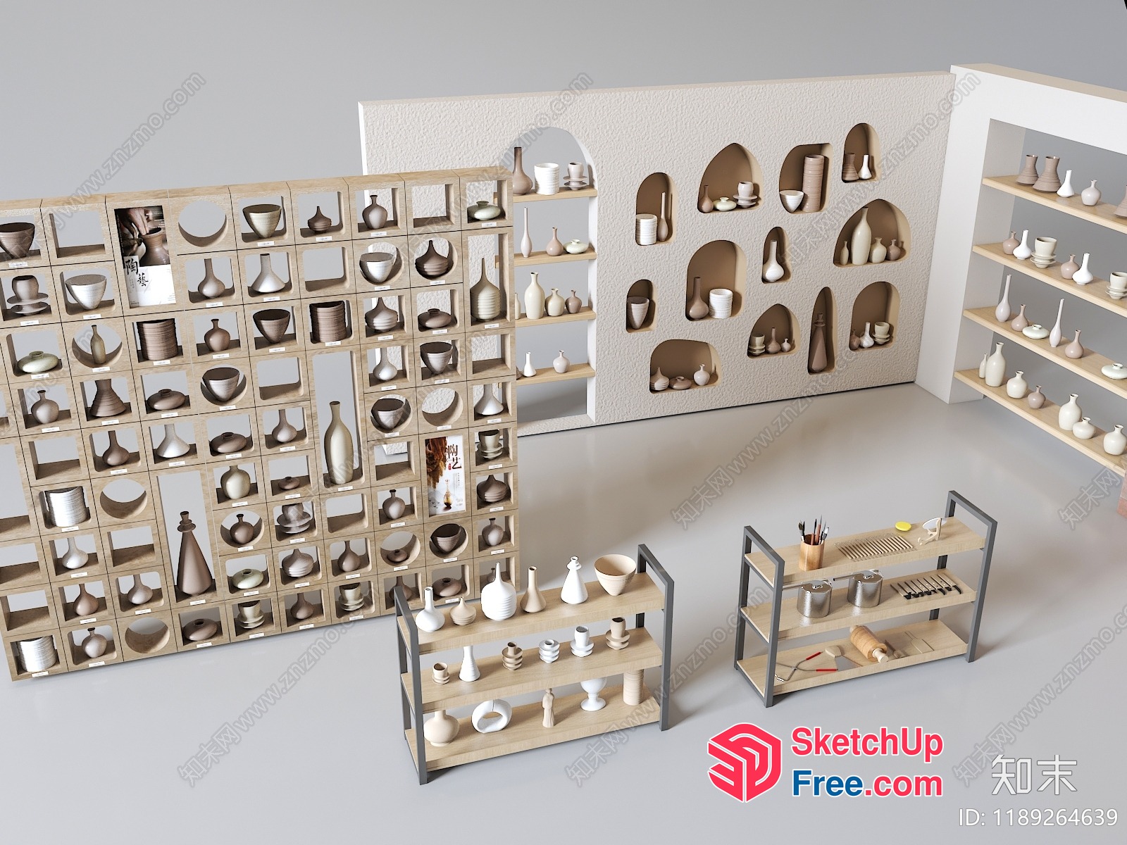 Ceramic Display Shelves For Pottery And Vases 3D SketchUp File