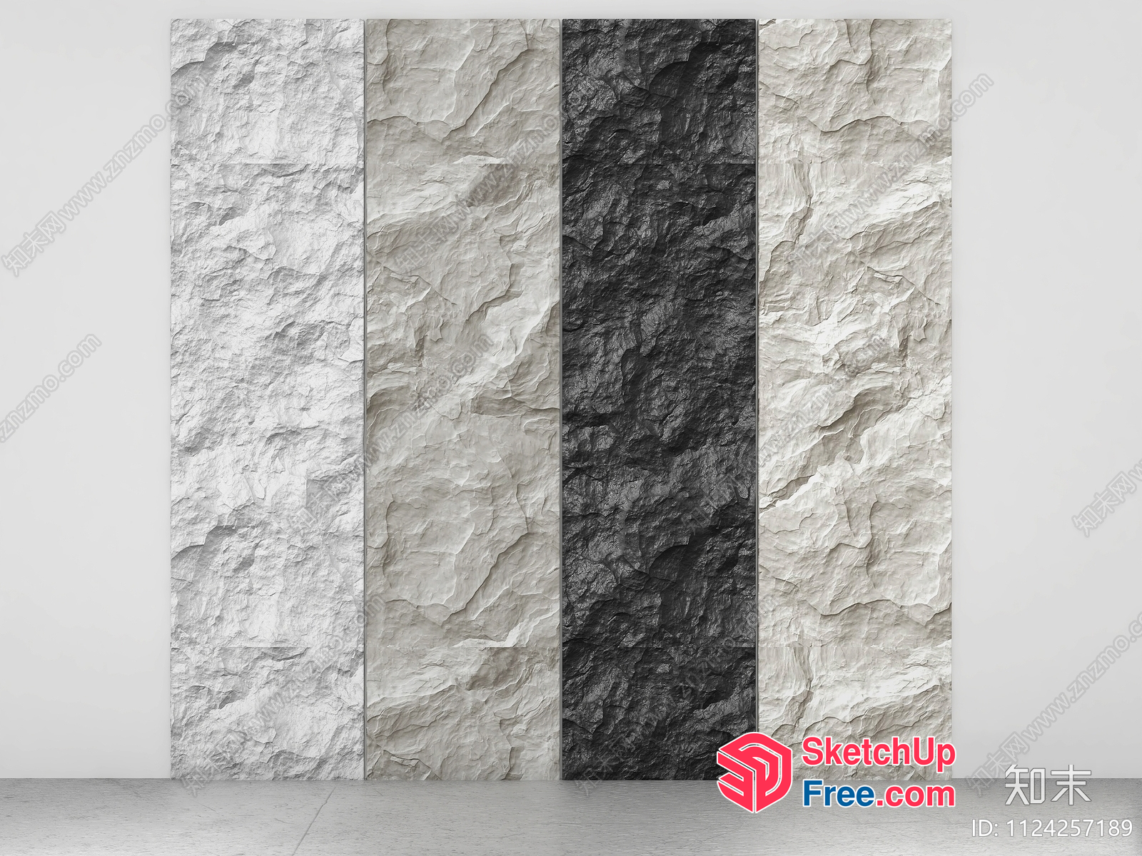 Textured Stone Wall Panels 3D SketchUp File