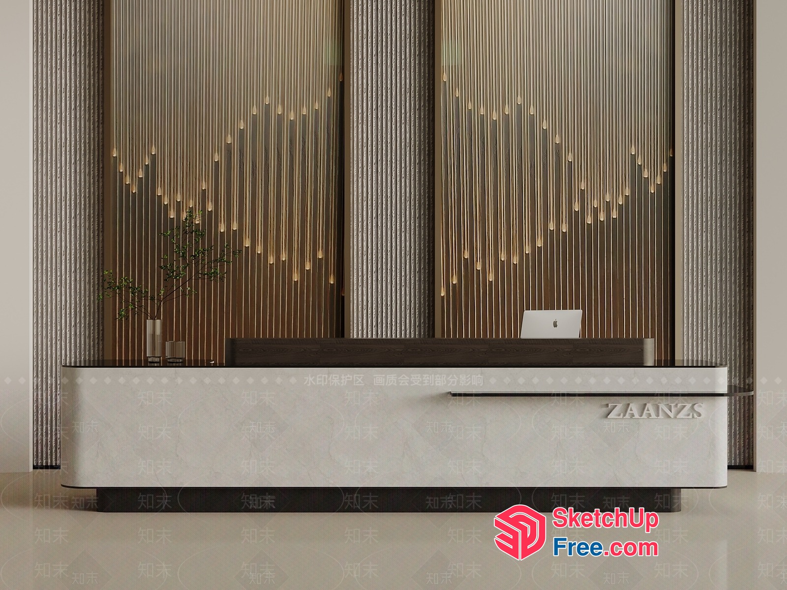 Modern Reception Desk With Elegant Backdrop 3D SketchUp File