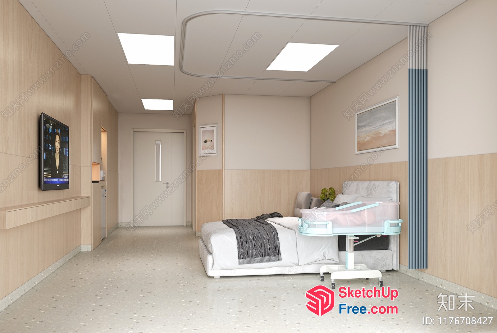 Modern Hospital Room Interior Design 3D SketchUp File