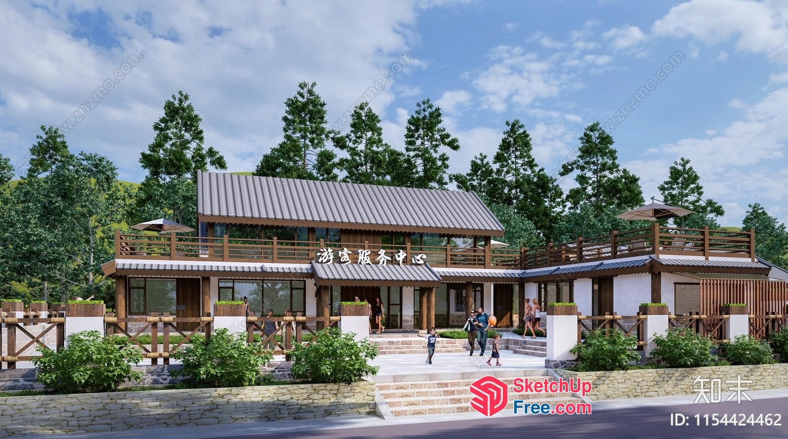 Exterior Homestay Building With Staircase And Railing 3D SketchUp File
