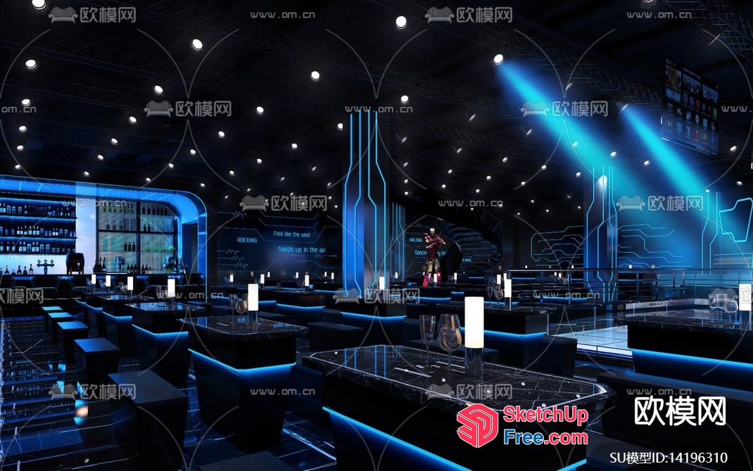 Futuristic Modern Bar Interior 3D SketchUp File
