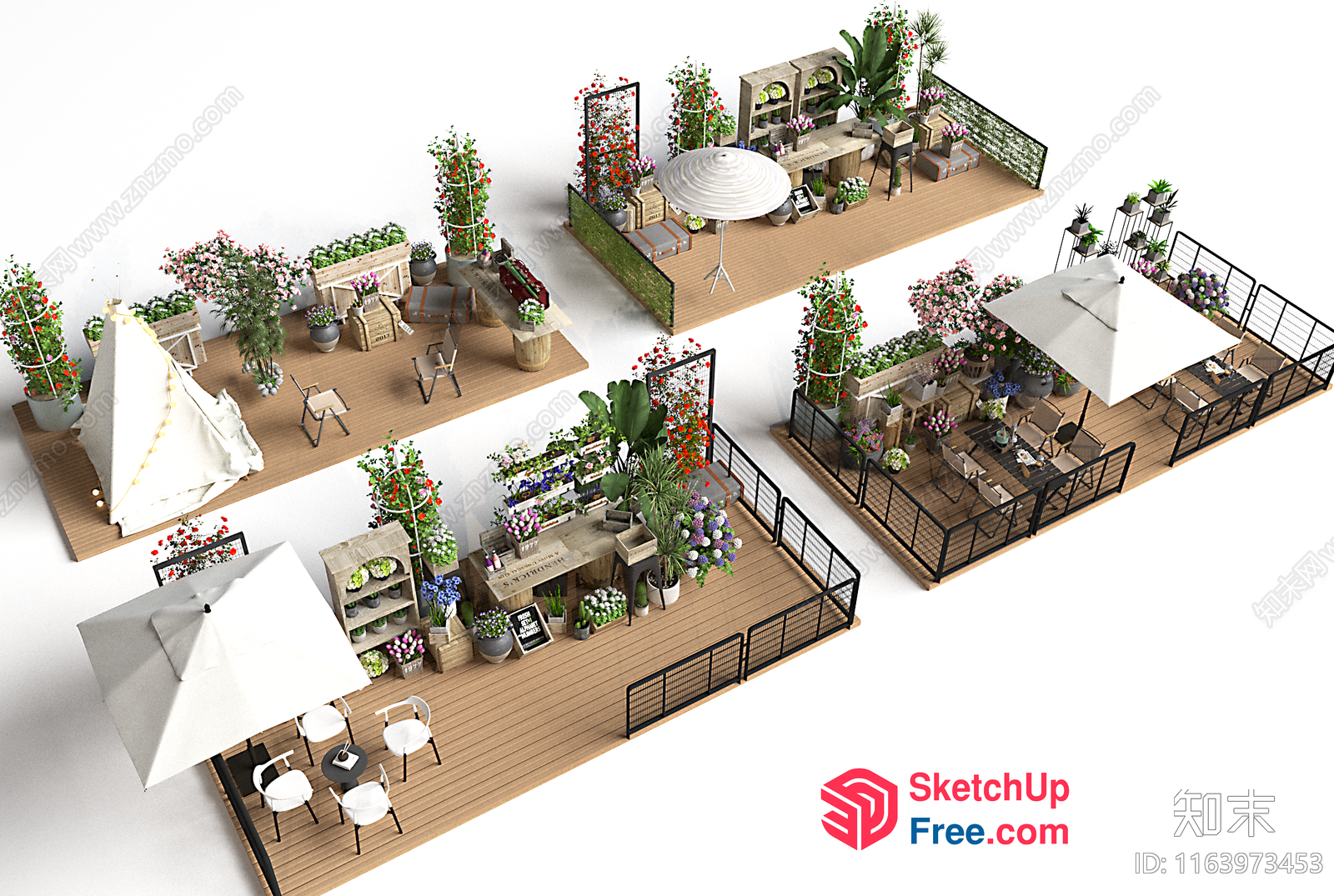 Outdoor Decorative Flower Shop 3D SketchUp File