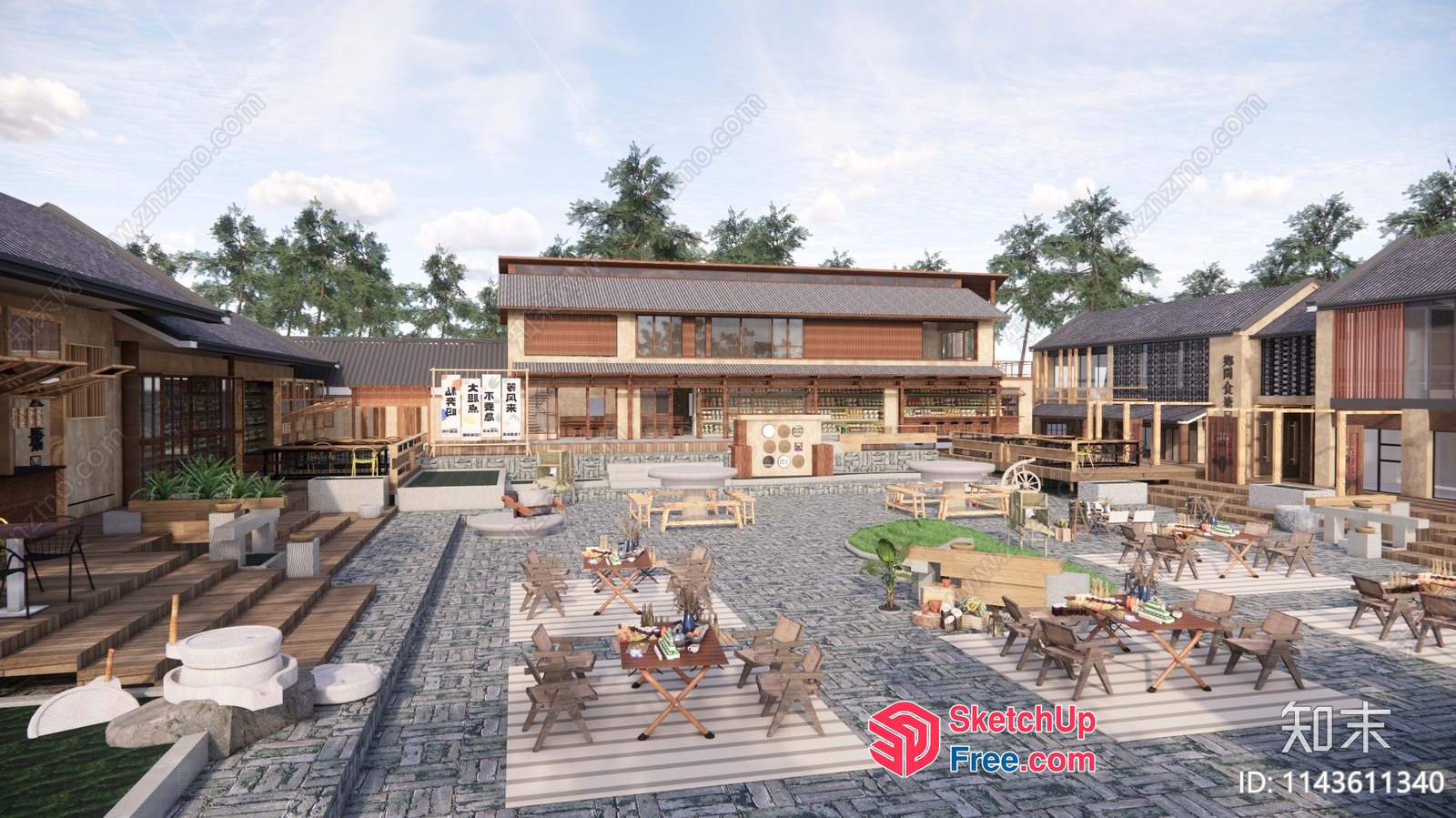 Outdoor Dining Area With Unique Furniture And Decor 3D SketchUp File