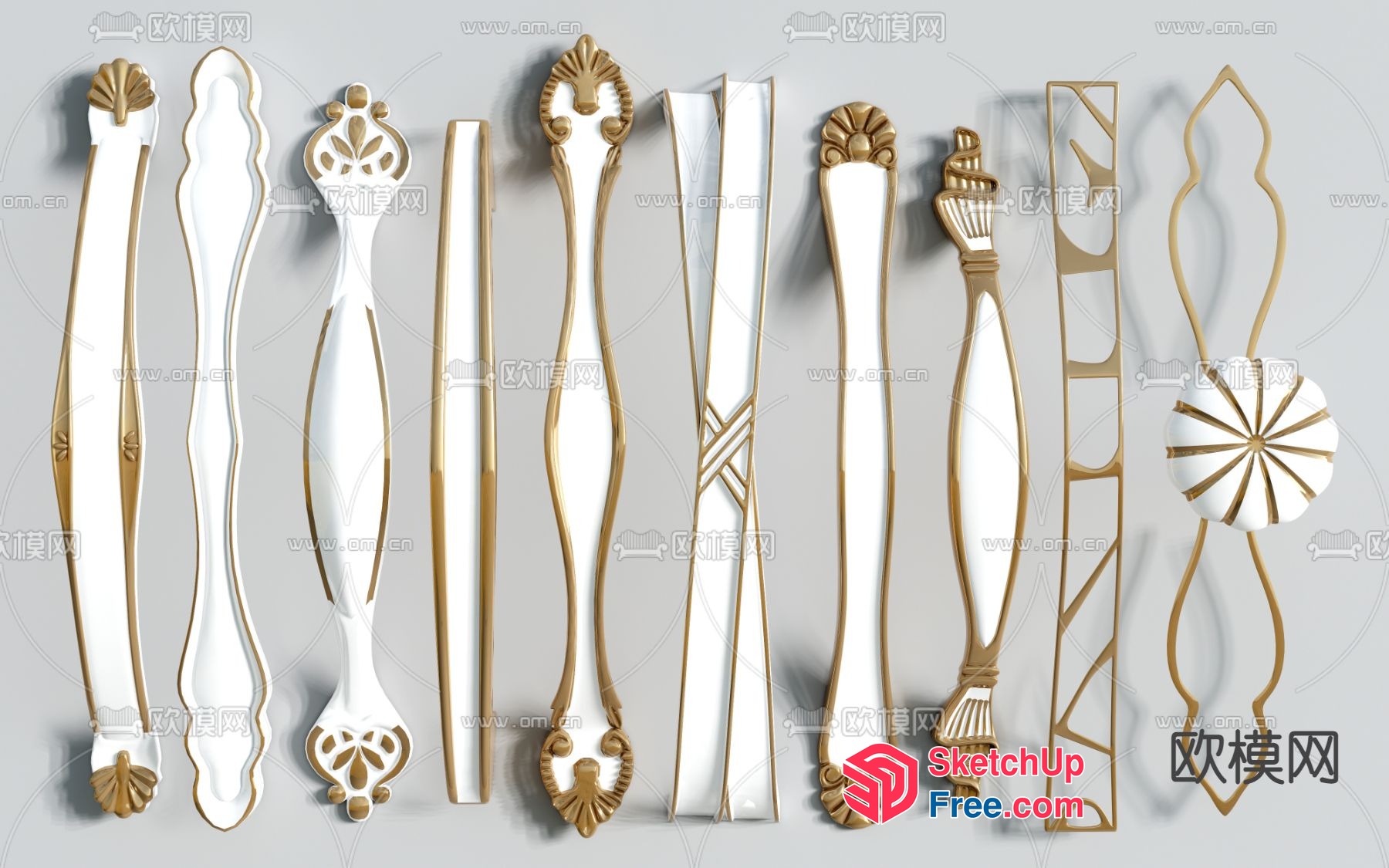 Ornate Gold And White Decorative Elements 3D SketchUp File