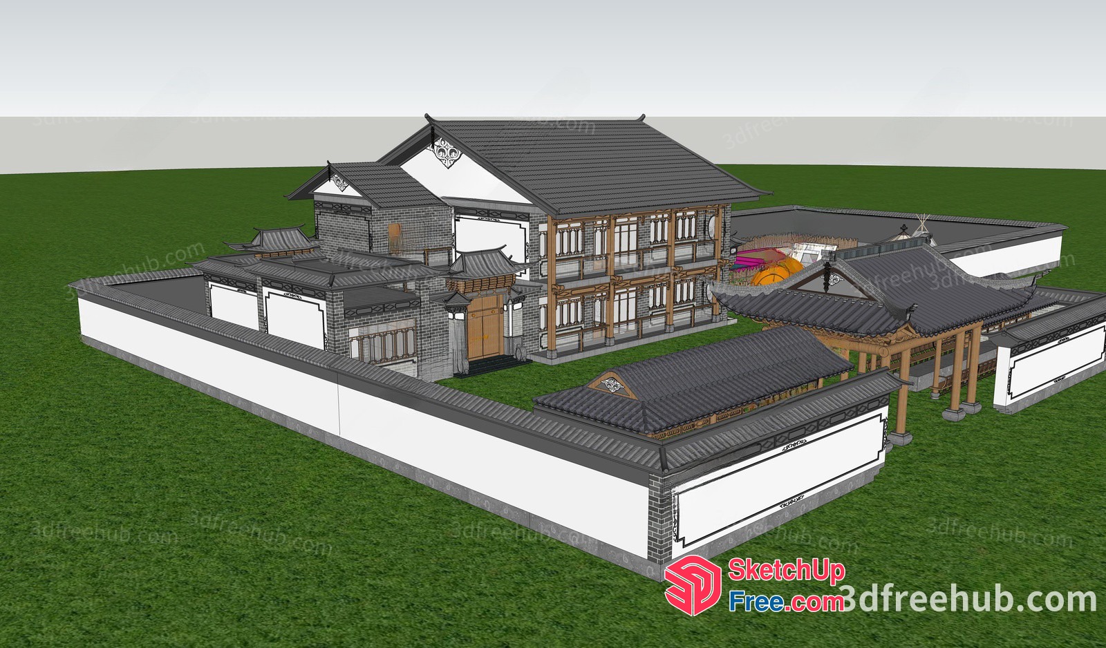 Traditional Chinese Villa Exterior 3D SketchUp File