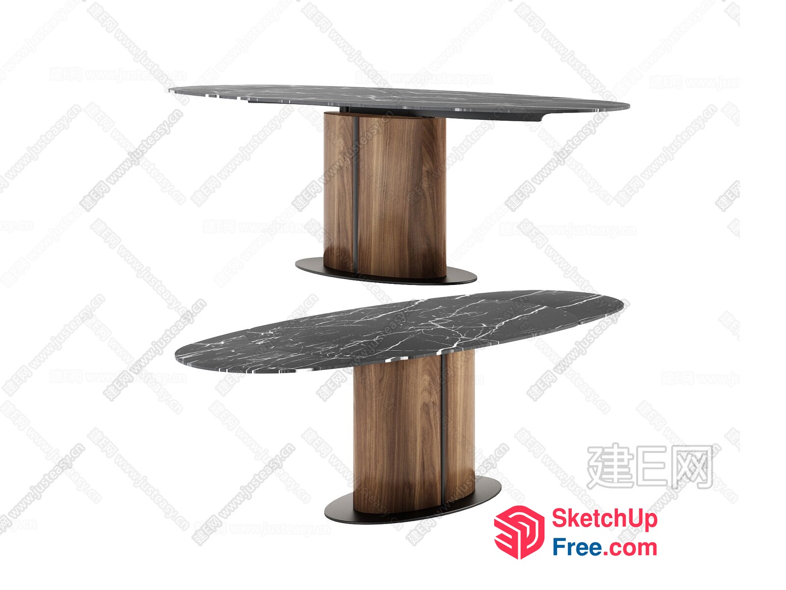 Modern Marble And Wood Table Design 3D SketchUp File