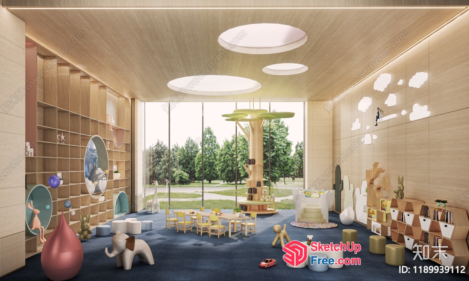 Modern Children'S Playroom With Creative Animal Decorations 3D SketchUp File