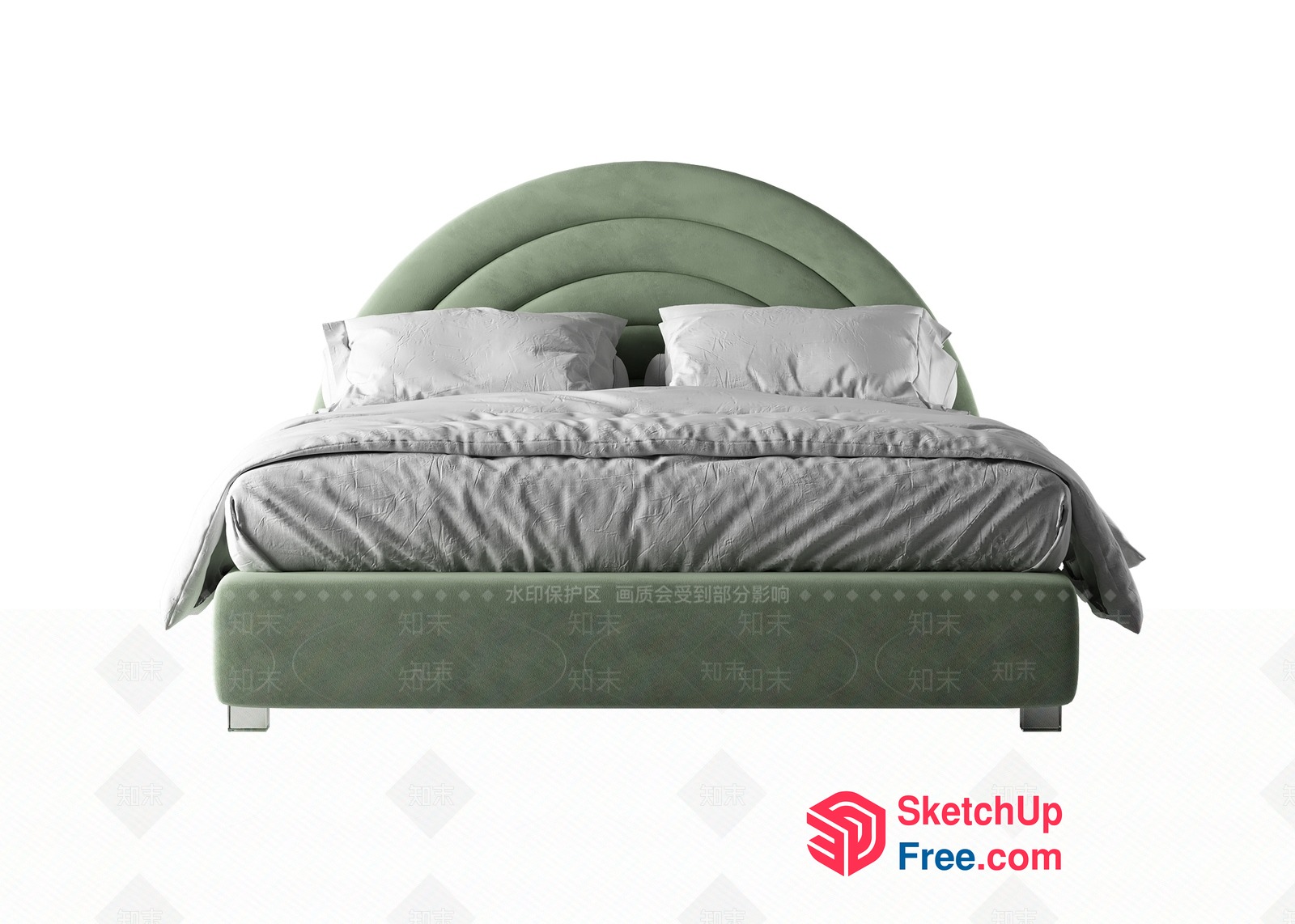 Sleek Modern Bed With Arched Headboard And Matching Bed Frame 3D SketchUp File