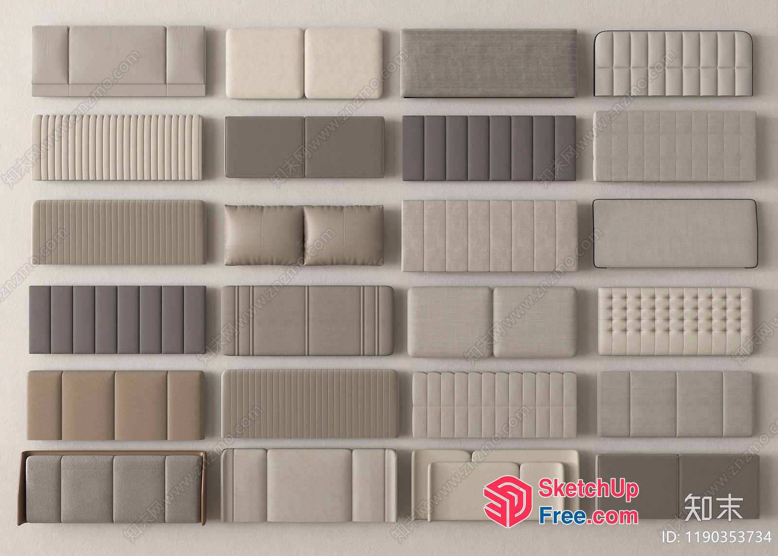 Variety Of Grey And Beige Upholstered Furniture 3D SketchUp File