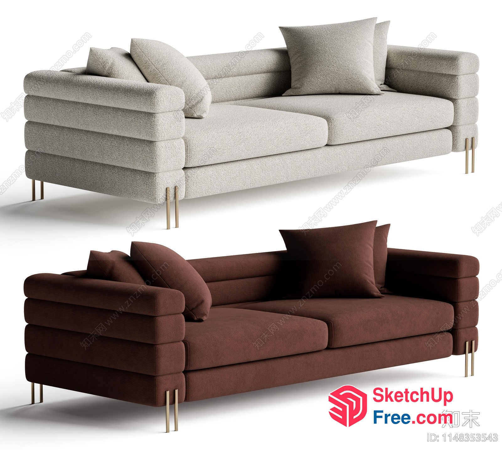 Modern Sofa Designs With Sleek And Stylish Pillows 3D SketchUp File