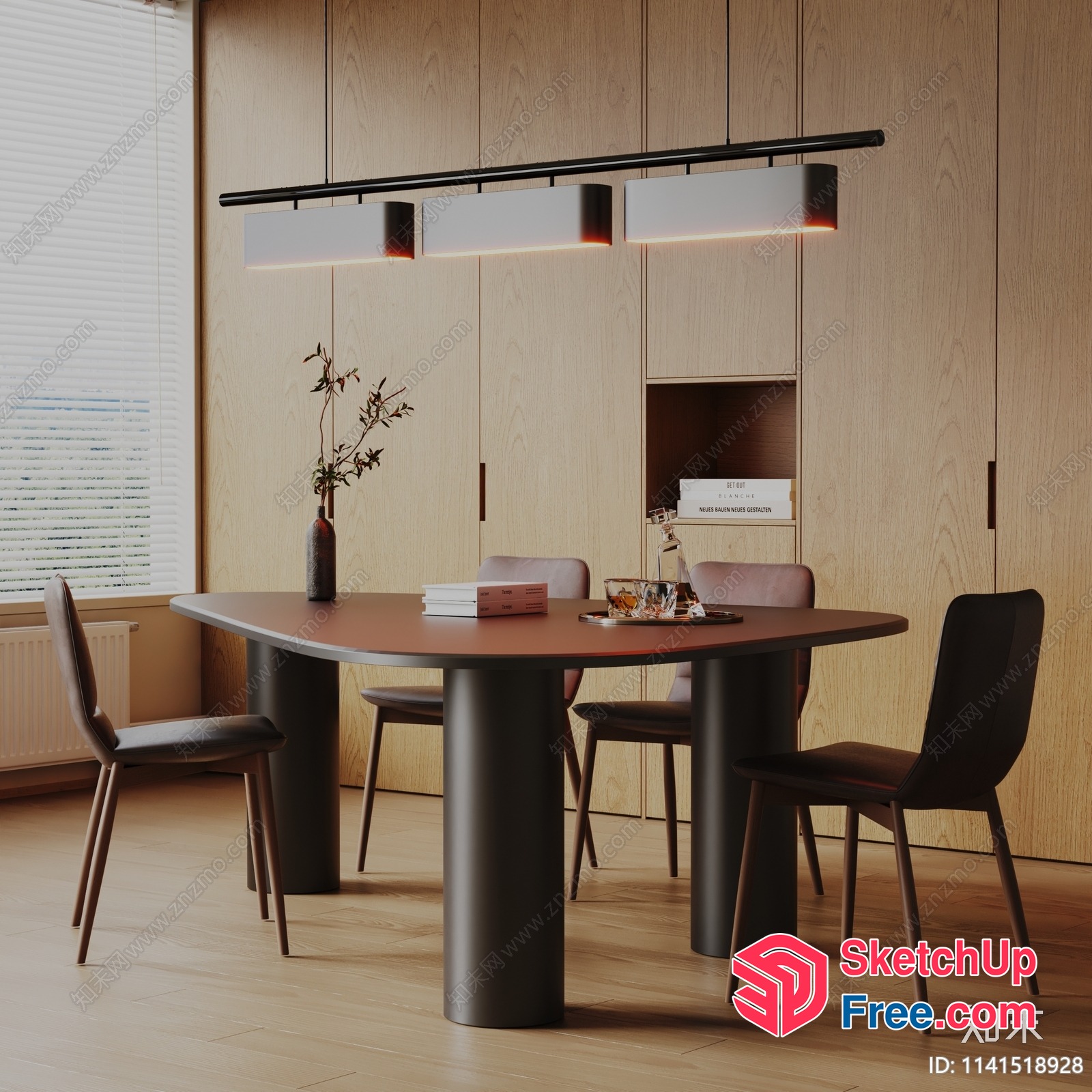 Modern Dining Room With Sleek Table And Chairs 3D SketchUp File