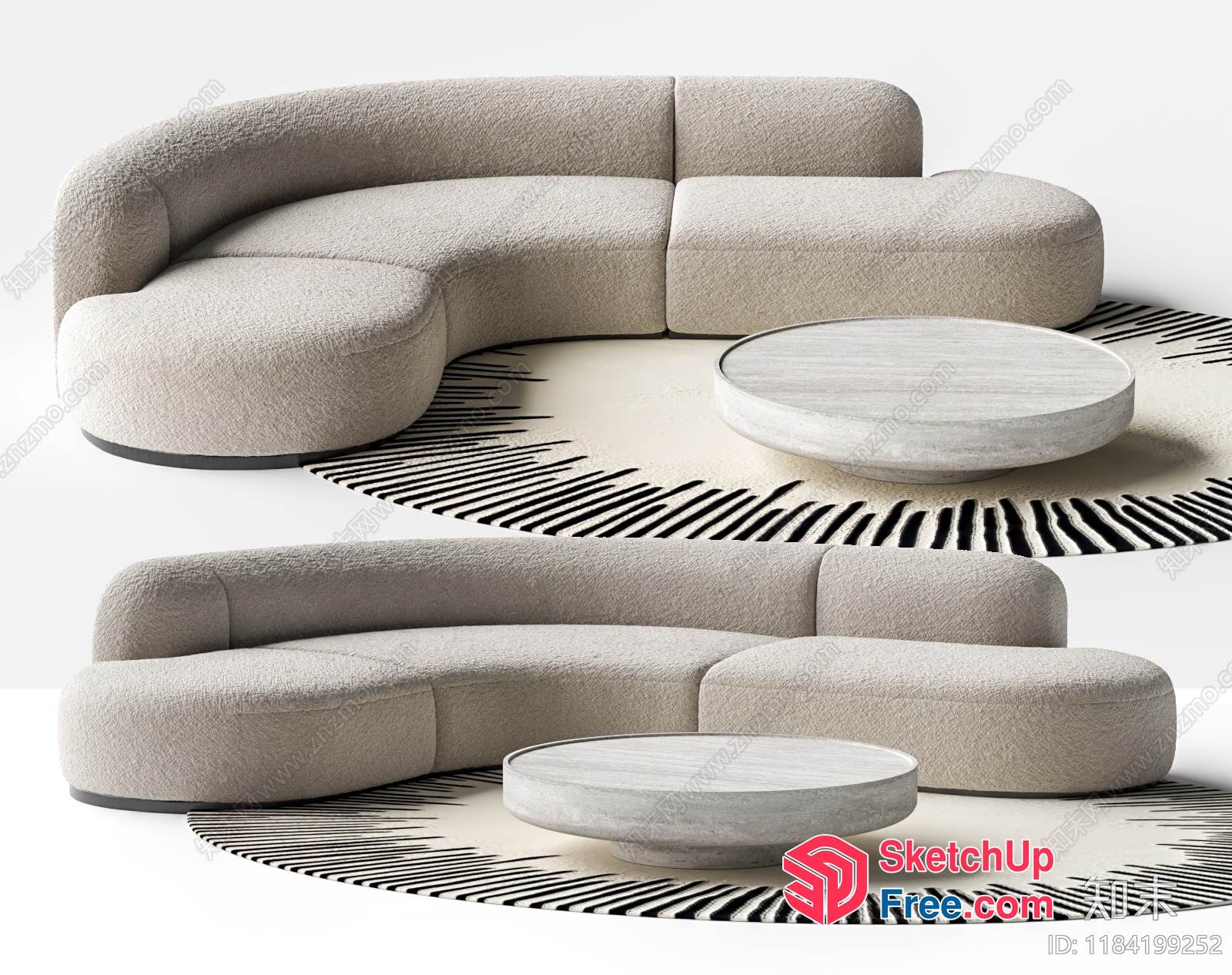 Minimalist Modern Living Room Furniture Set 3D SketchUp File
