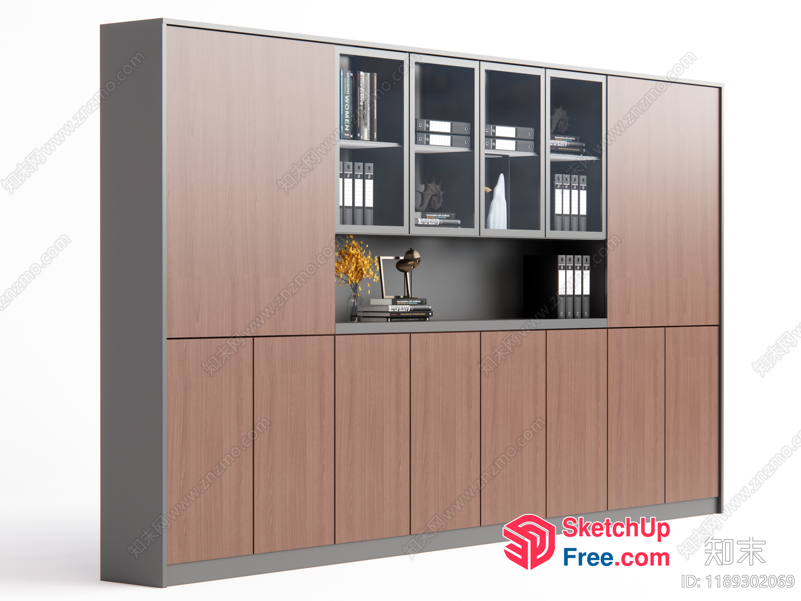 Modern Office Furniture With Decorative Shelves And Cabinets 3D SketchUp File