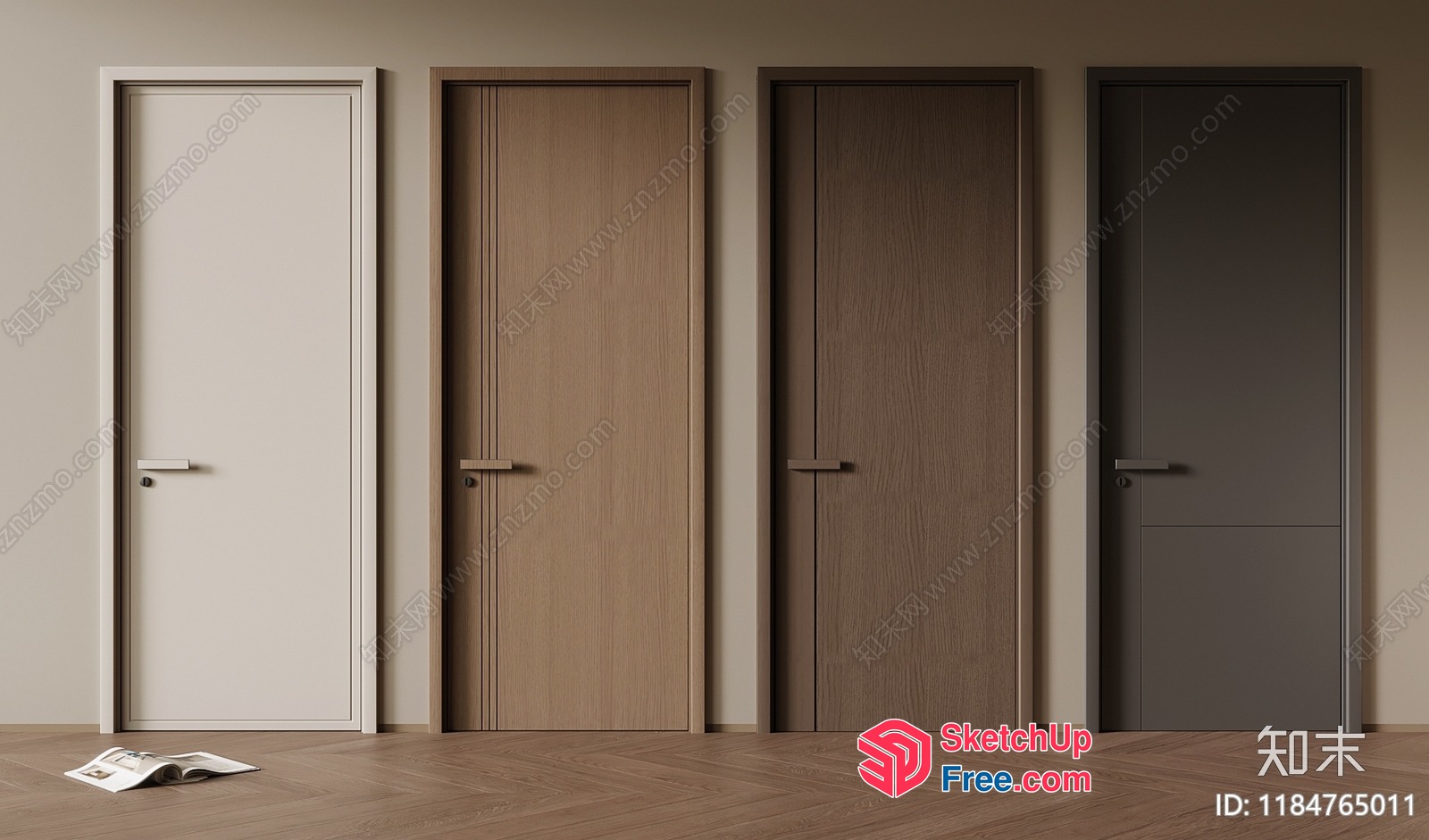 Four Doors Of Various Styles And Colors 3D SketchUp File