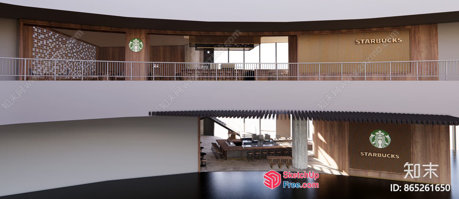 Starbucks Interior With Modern Design And Natural Materials 3D SketchUp File
