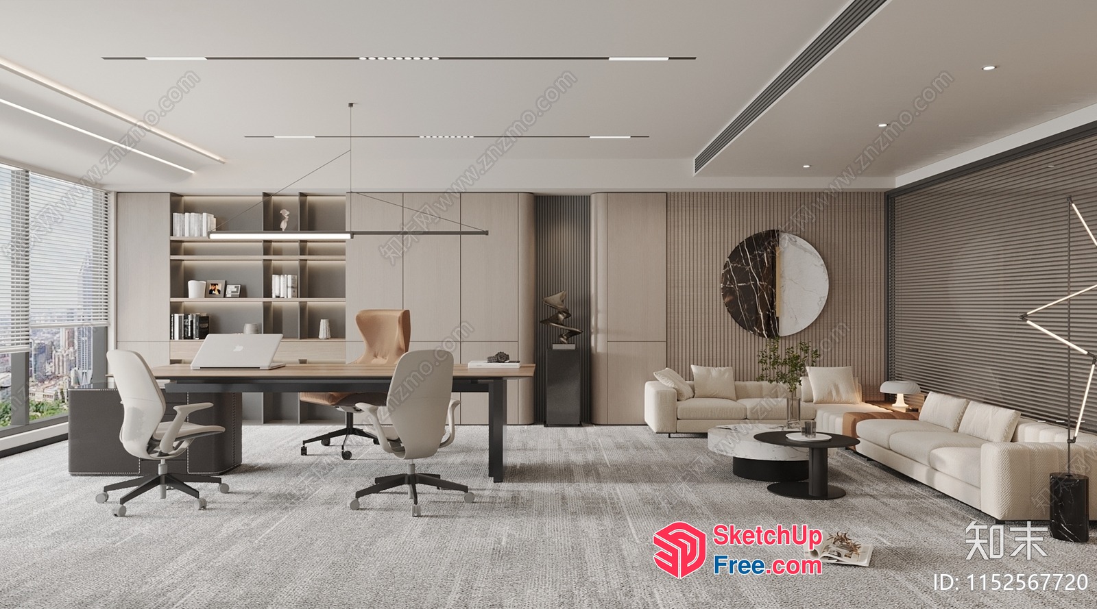Modern Office Space With Sleek Furniture And Minimalist Decor 3D SketchUp File
