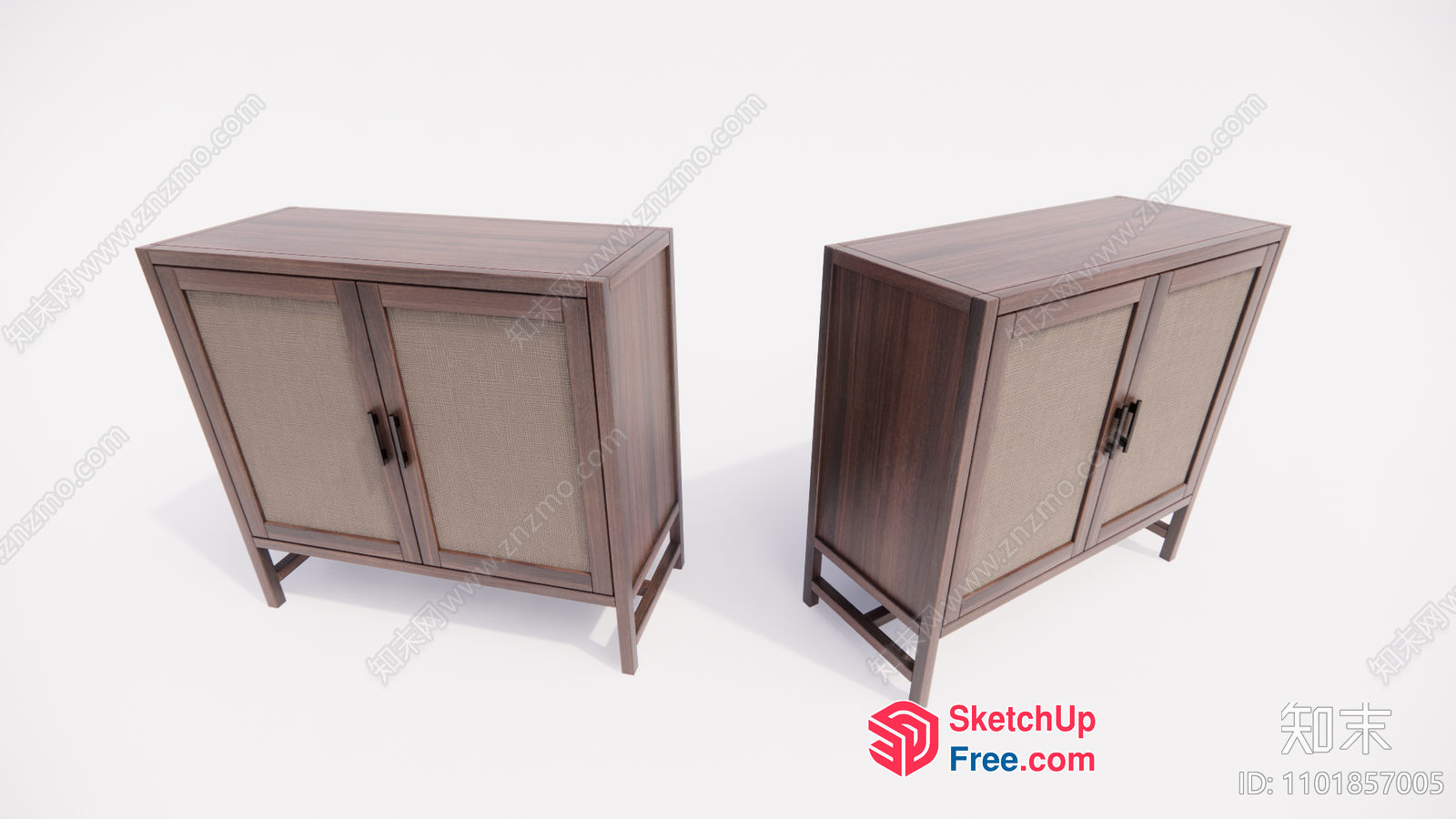 Two Wooden Cabinets With Fabric Doors 3D SketchUp File