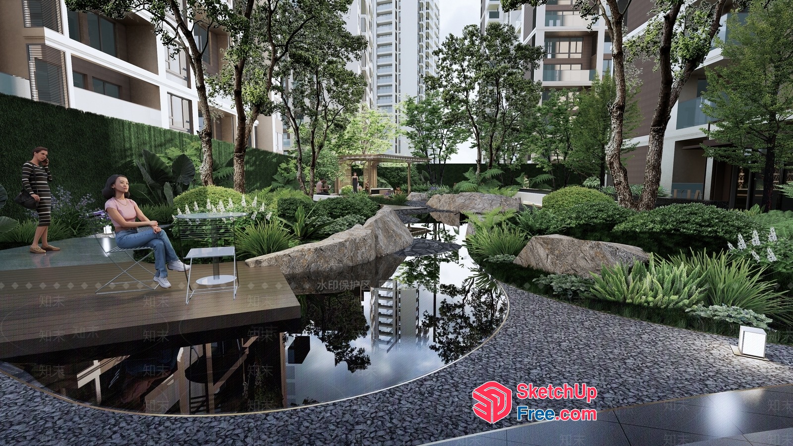 Serene Modern Oasis With Natural Light And Water Features 3D SketchUp File