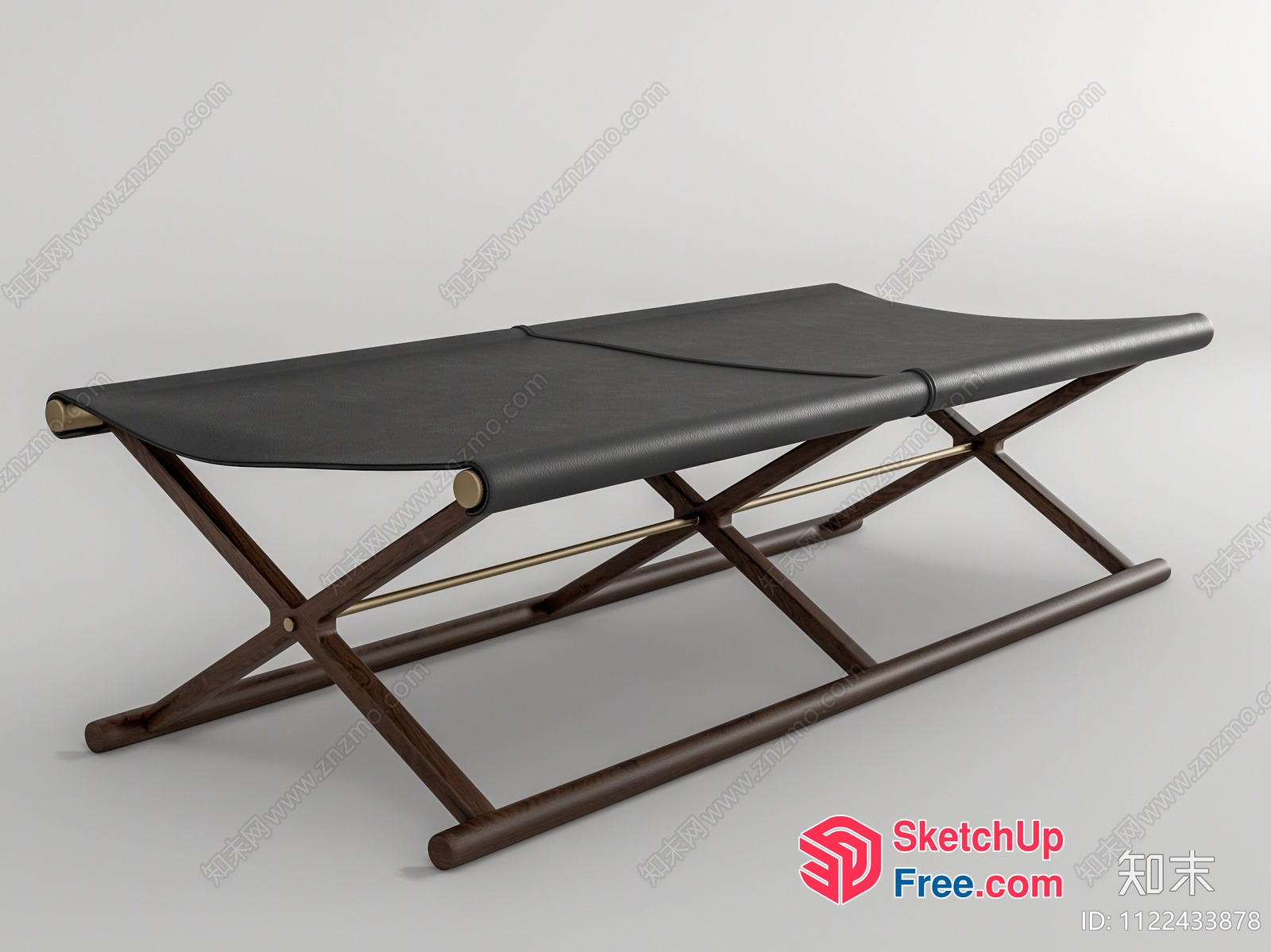 Black Leather And Wooden Foldable Bed 3D SketchUp File