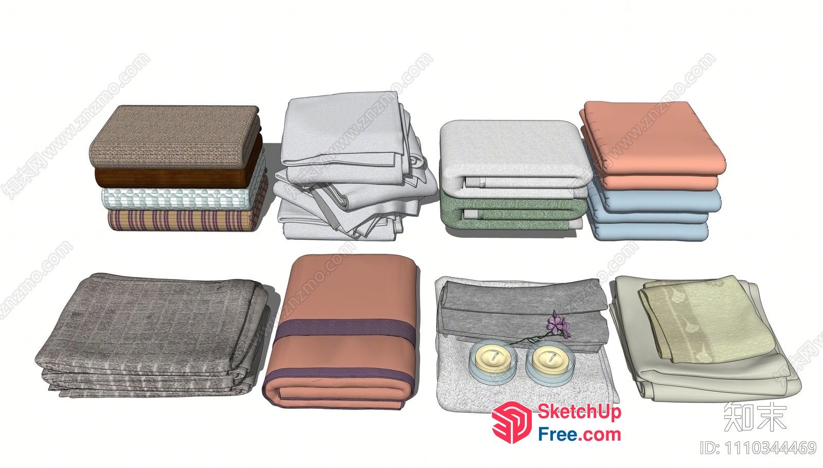 Stacked Towels Of Various Textures And Colors 3D SketchUp File