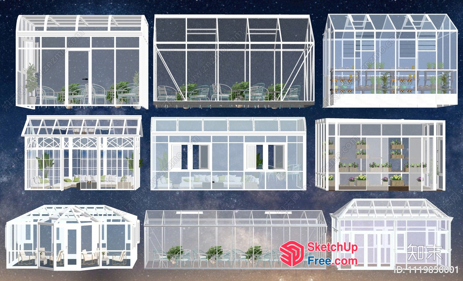 White Greenhouse Furniture Interior Collection 3D SketchUp File